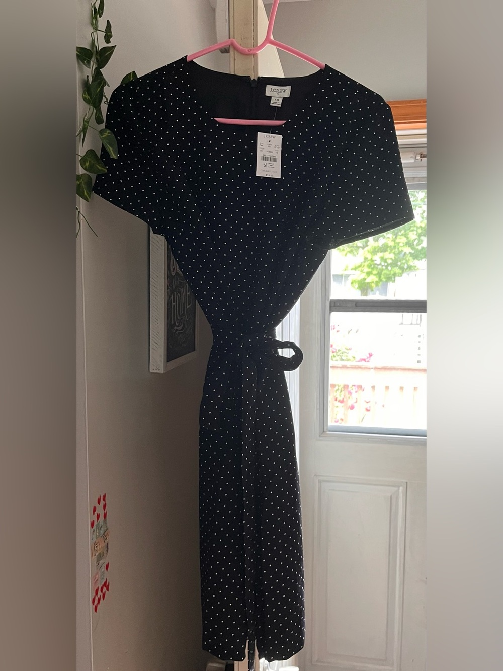 J. Crew Black Dress with White Polka Dots NWT Size 10